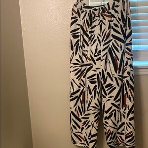 Ashley Stewart Black and Brown Patterned Wide Leg Pants